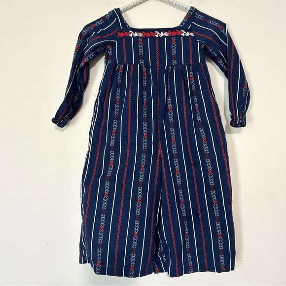 Janie and Jack Embroidered Navy Blue & Red Jumpsuit SIZE 4 - Picture 2 of 6